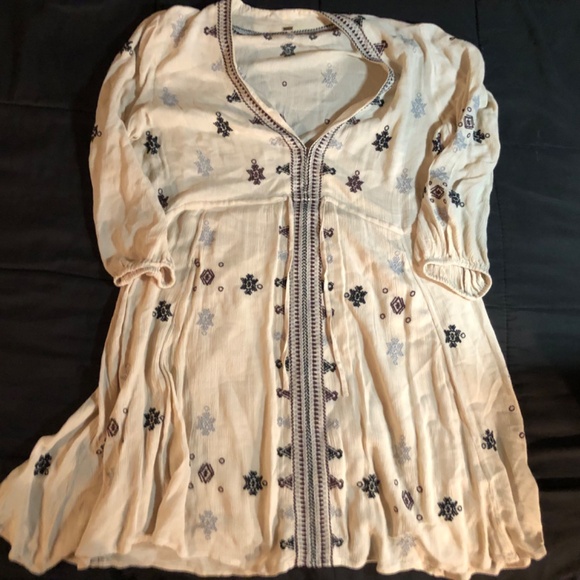 Free People Stargazer Embroidered Peasant Mini Dress. Sz M India - Picture 6 of 16